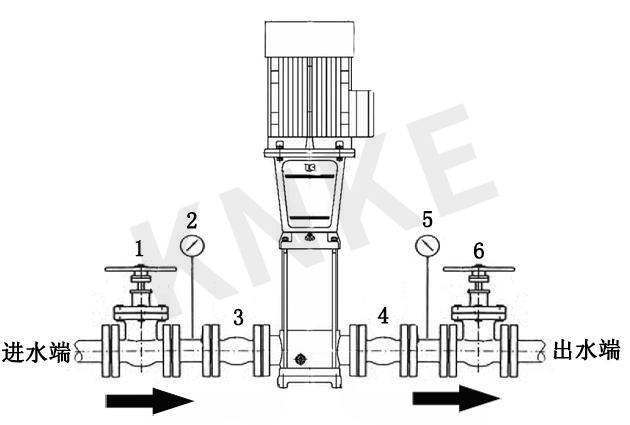 立式多级管道式增压泵安装示意图